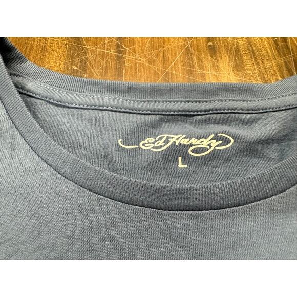 Ed Hardy Blue T-Shirt, Eagle, Heart,Bling Rose, Anchor - Picture 7 of 12